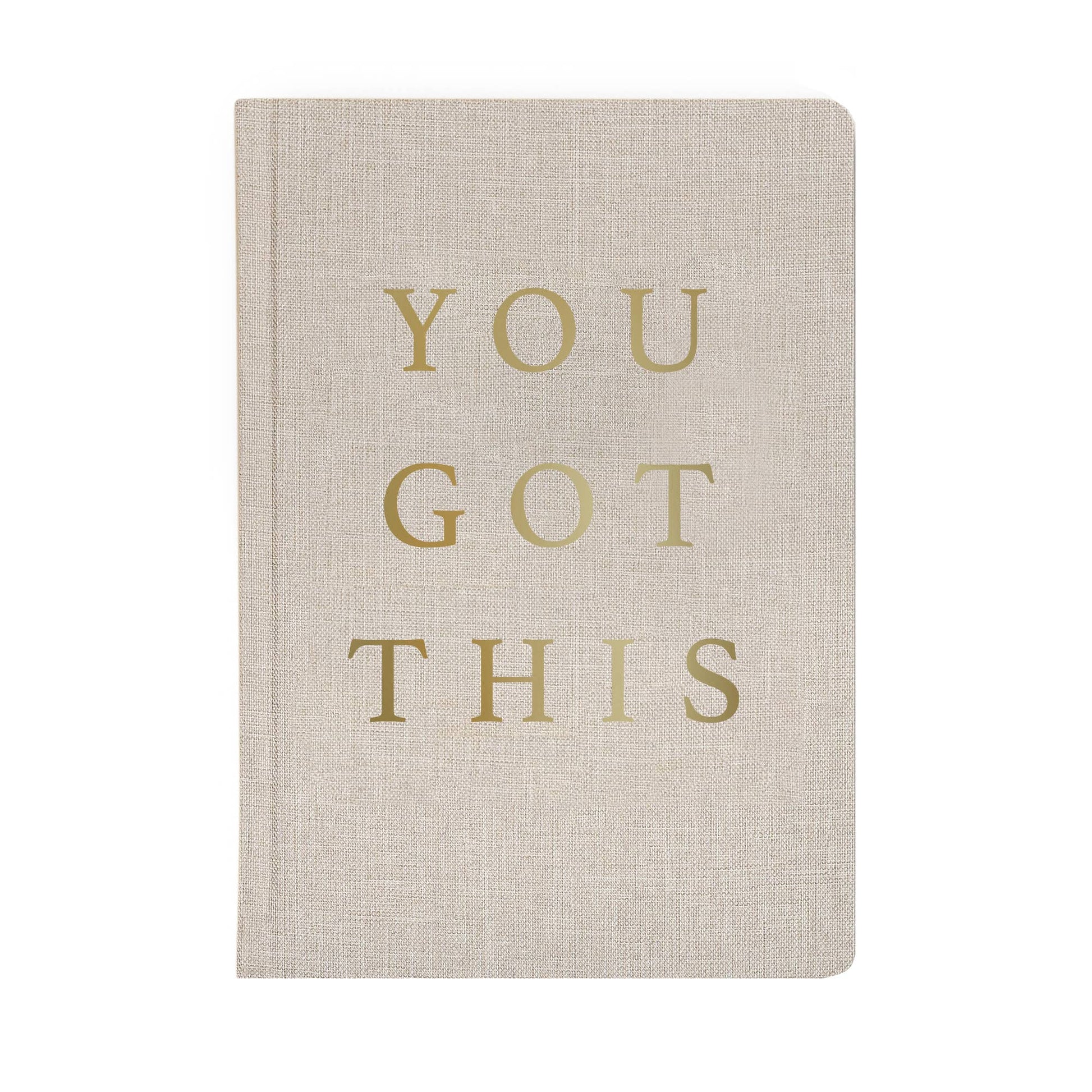 You Got This - Tan and Gold Foil Fabric Journal - JMCandles and Home